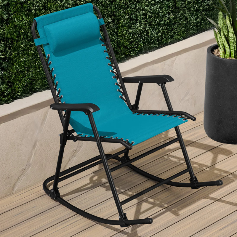 Outdoor Rocking Lounge Chair, Peacock Blue