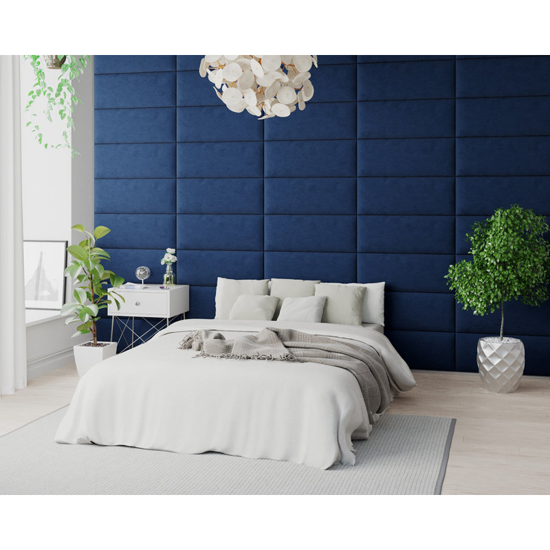 Kast 30 cm x 75 cm Peel and Stick Upholstered Wall Paneling in Emerald, Navy