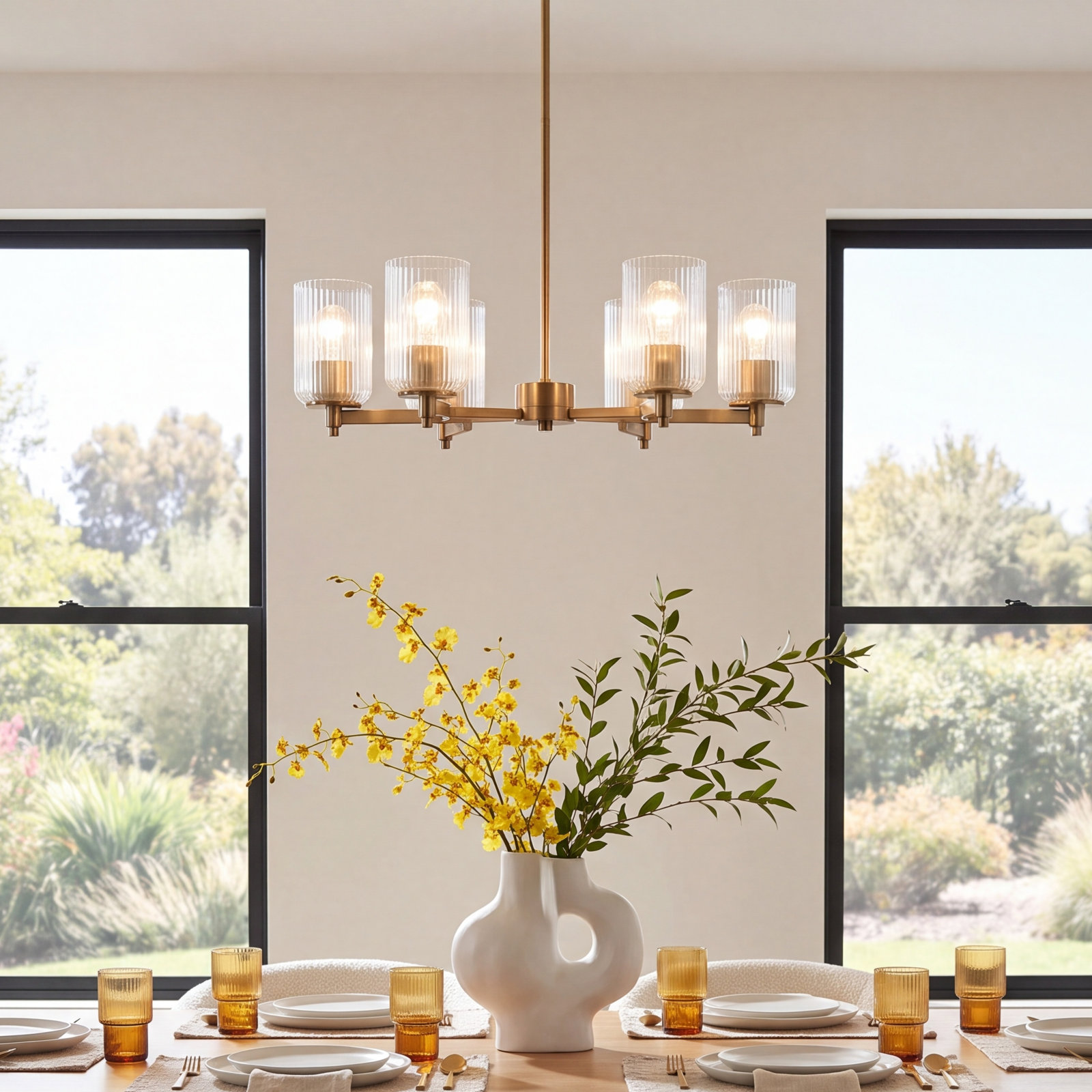Adalina 6 - Light Dimmable Chandelier, Satin Brass