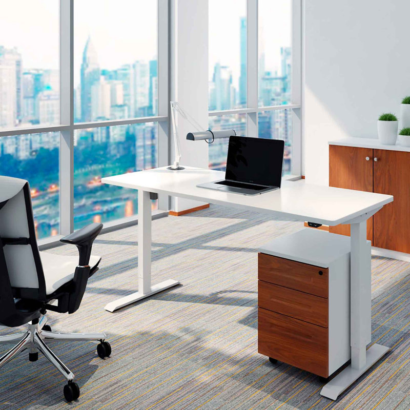 Alvera Adjustable Metal Base Standing Desk, White