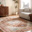 Tapis d'intérieur lavable bleu à médaillon rétro-641075167-670906980