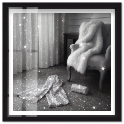 Décoration murale glamour «After Party Unwind II» par Notoriart, cadre noir, 12 x 12