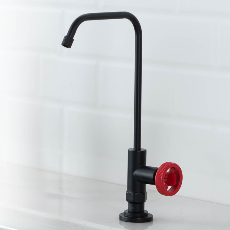 Urbix Kitchen Water Filter Faucet, Matte Black/Red