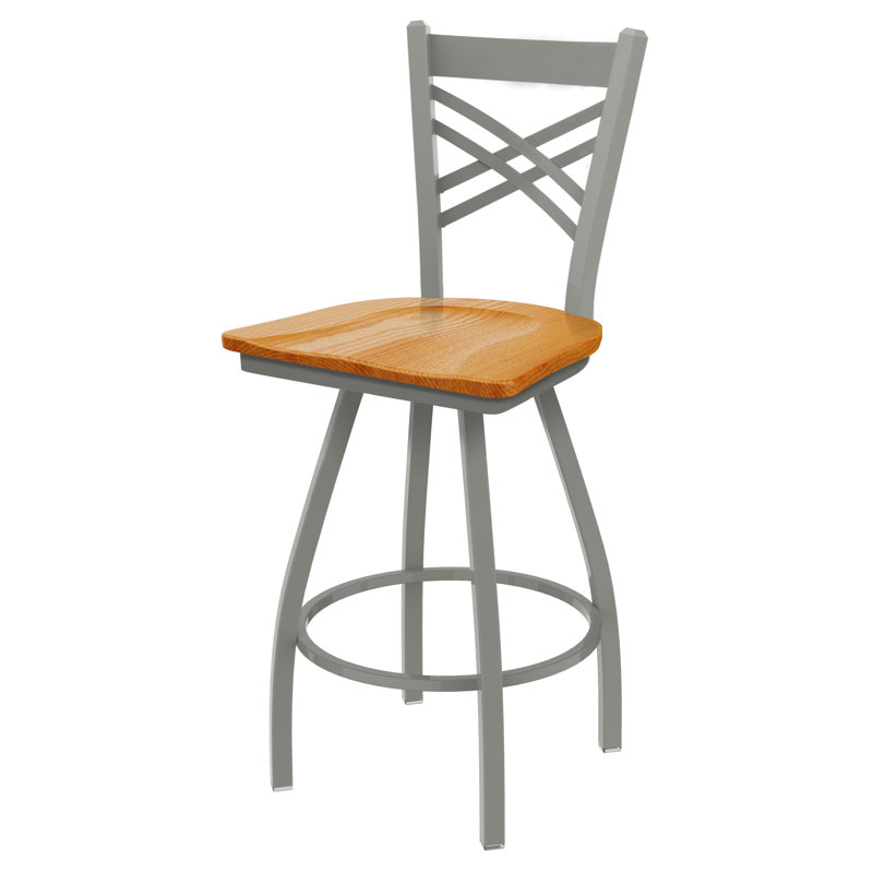 XL 820 Catalina Swivel Stool, Medium Oak, Anodized Nickel, Counter Stool (25” Seat Height)