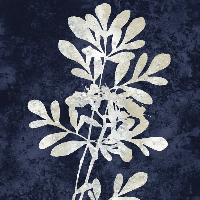 Brun clair et bleu marine floral 2, H 12 po x l 12 po