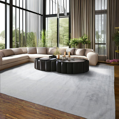 Tapis oriental tibétain moderne 100% soie noué à la main 13 pi 7 po x 18 pi 5 po
