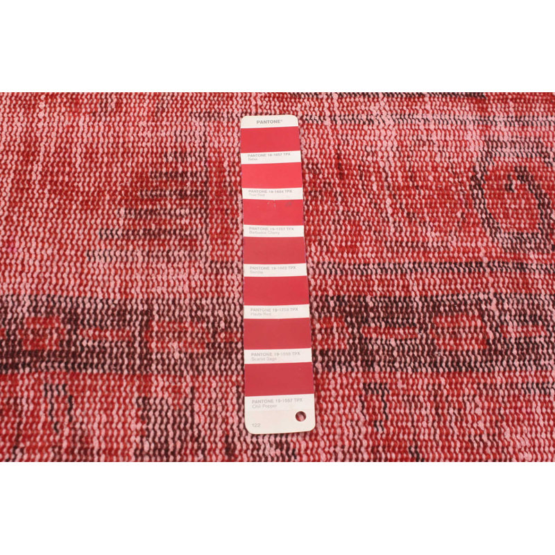Tapis rouge en laine noué à la main de conception unique 2000 pi 5 pi 11 po x 9 pi 6 po Olev