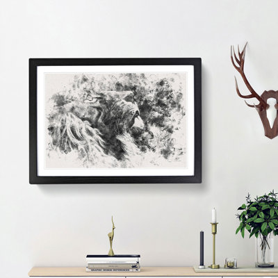 Majestic Lion Illustration Watercolour - Picture Frame Graphic Art Print