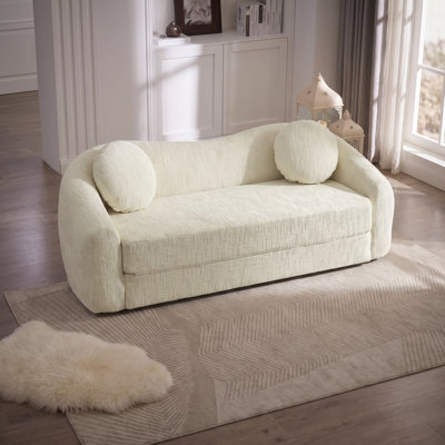 Canapé-lit inclinable incurvé de 86 pouces, canapé-lit pliant à assise profonde 2 en 1 avec base coulissante, aucun assemblage requis