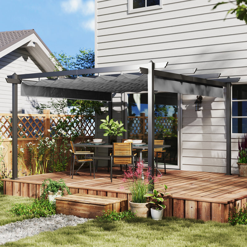 13' x 13' Retractable Pergola Canopy with Stronger Aluminum Frame, Outdoor Pergola Sun Shade Shelter for Garden, Patio, Backyard, Deck