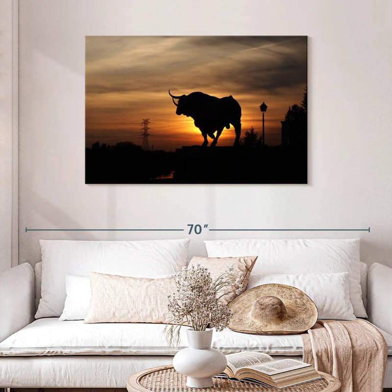 Crowle Bull Sunset Silhouette, 24" H x 36" W