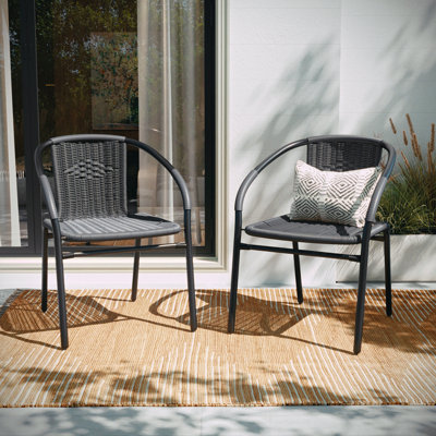 Arthor Rattan Indoor/Outdoor Stacking Restaurant Chairs (Set of 2)