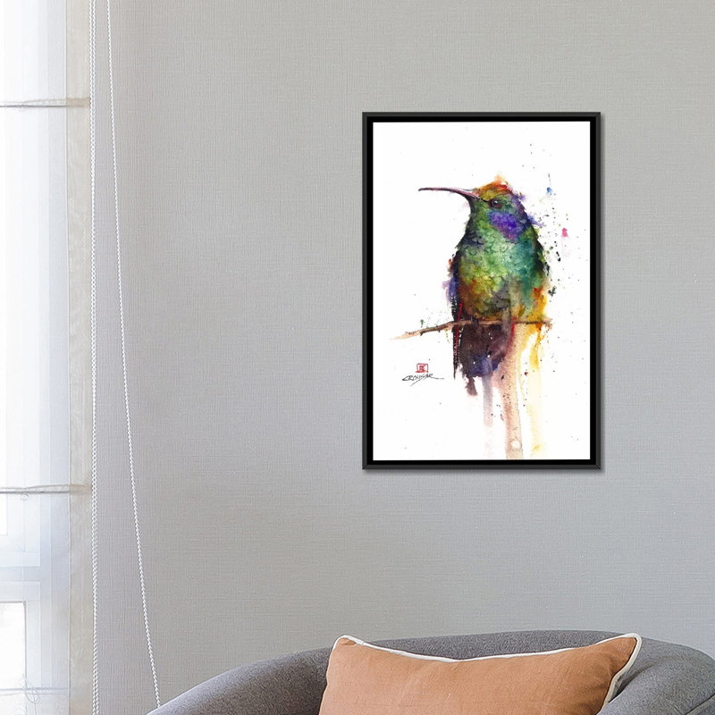 « green oiseau », peinture sur toile tendue, H 26 po x l 18 po x P 1,5 po, Toile tendue, Pas de tapis
