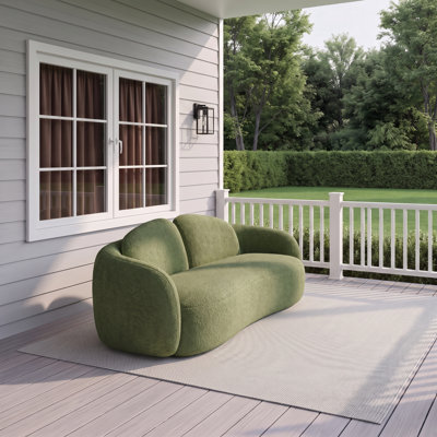 Curved Compressed Sag-Resistant Sofa with Removable Backrest, Easy Assembly, Retro Style, Ideal for Small Spaces & Apartments