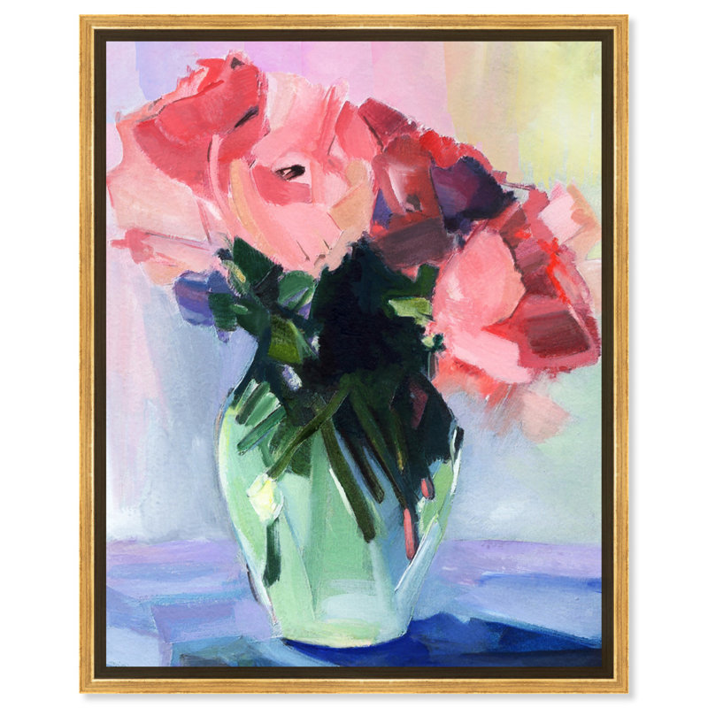 "Always Inspiring Canvas", art floral coloré par Art Remedy, Cadre noir, H 46 po x l 37 po