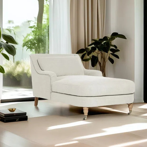 Chaise longue élégante paresseuse rétro, Blanc cassé