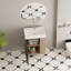 Meuble-lavabo à tablettes ouvertes avec lavabo et porte en céramique, armoire de rangement à tablette ouverte, meuble-lavabo de salle de bain-113448714