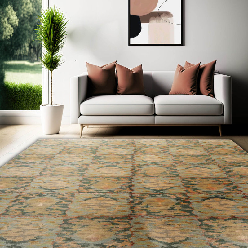 Tapis unique de 6 pi x 9 pi en jaune