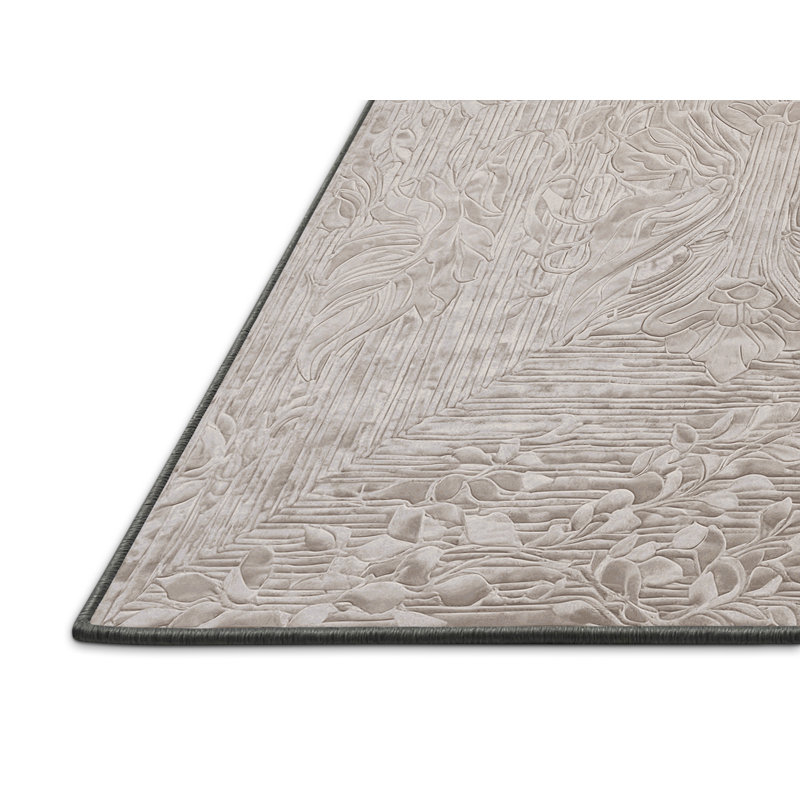 Tapis gris soyeux et moelleux, Rectangle 5 pi x 7 pi