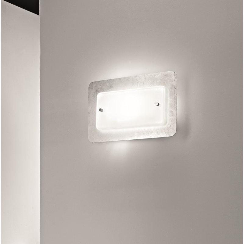 Pop-Up Glass Flush Mounted Sconce, 20 cm H x 30 cm W x 8 cm D, Silver and white