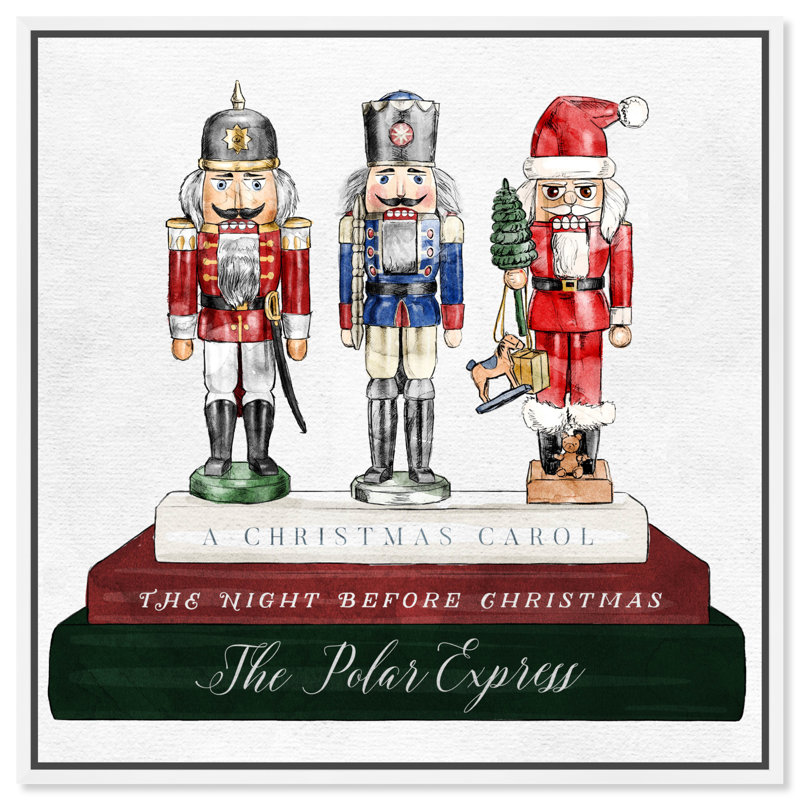 «Holiday Nutcracker Books», peinture sur toile, Cadre flottant, H 40 po x l 40 po x P 1,5 po
