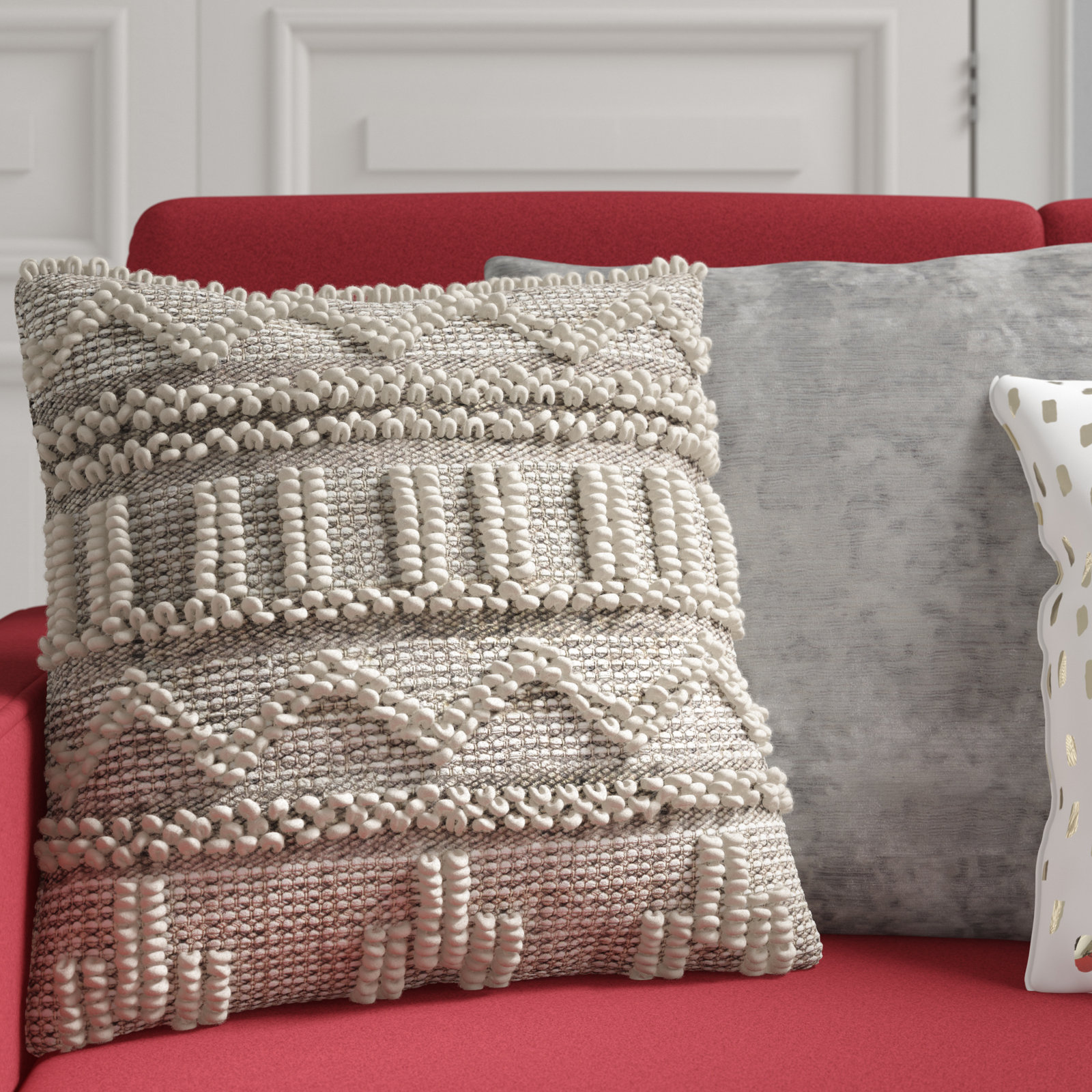 Reni Geometric Wool Throw Pillow, 18"H x 18"W, Pillow Cover Only - No Insert