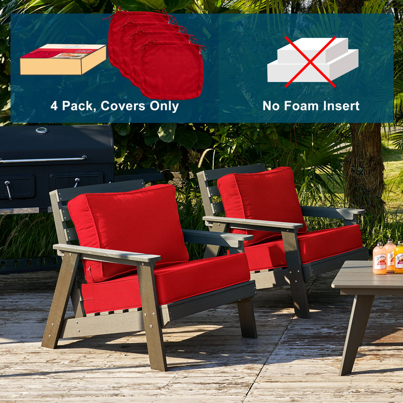 Housse de coussin d'extérieur 4 pièces CAYIP, Rouge