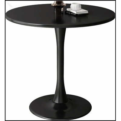 Table de salle à manger ronde blanche moderne, plateau en panneau de fibres à densité moyenne et base en acier, polyvalente pour la cuisine et le salon, 24 po