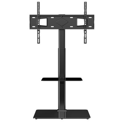 Meuble télé réglable en hauteur pour téléviseur de 32 à 65 pouces, conception pivotante, base en verre trempé, plusieurs sièges, installation facile, support en acier, avec stabilité accrue, gestion des câbles, rapide
