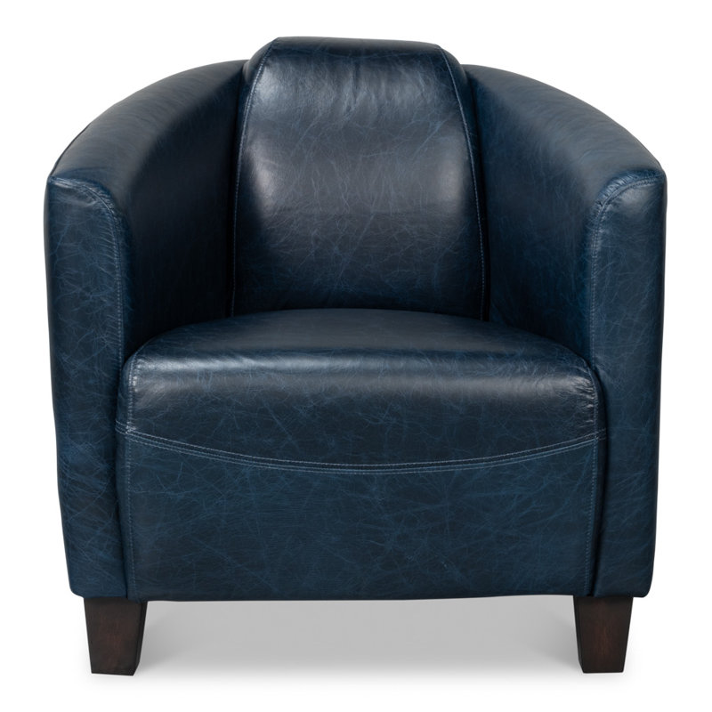Mandy Armchair, Dark Blue Genuine Leather