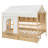 House Bed With Drawers, Side Bookshelf & LED Strip-498526630