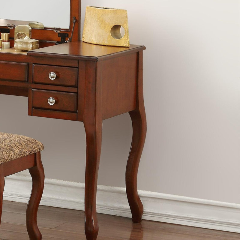 Ensemble de coiffeuse classique avec tabouret, Cerisier