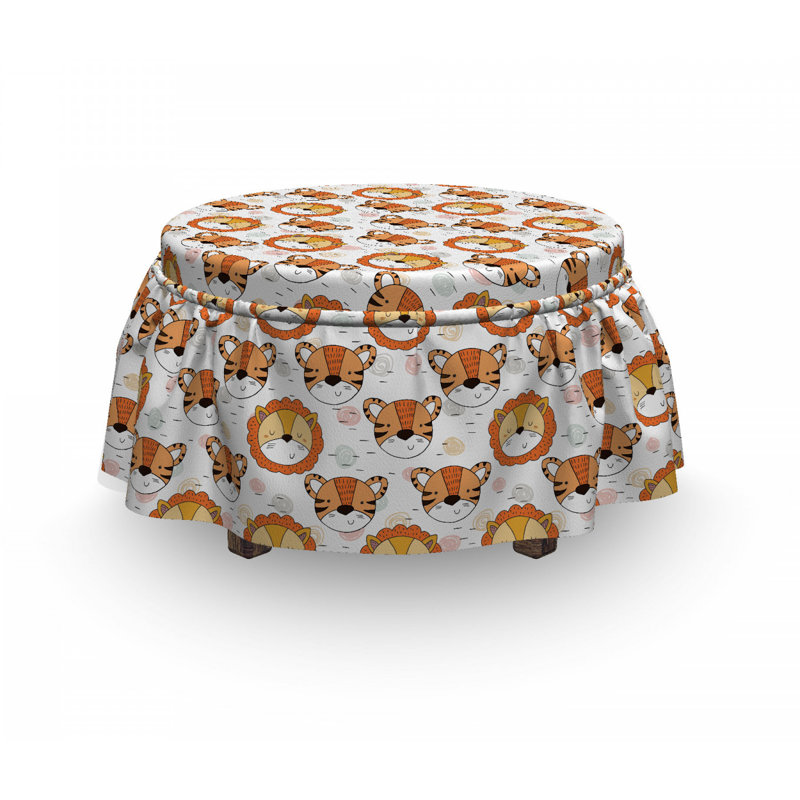 Housse pour repose-pieds tiger et lion heads