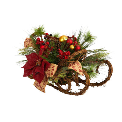 Arrangement de Noël poinsettia traîneau de Noël