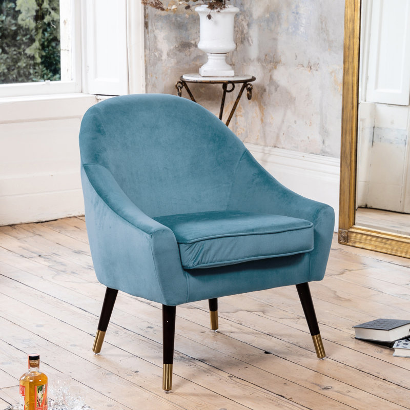 Giddings Velvet Accent Chair, Light Blue