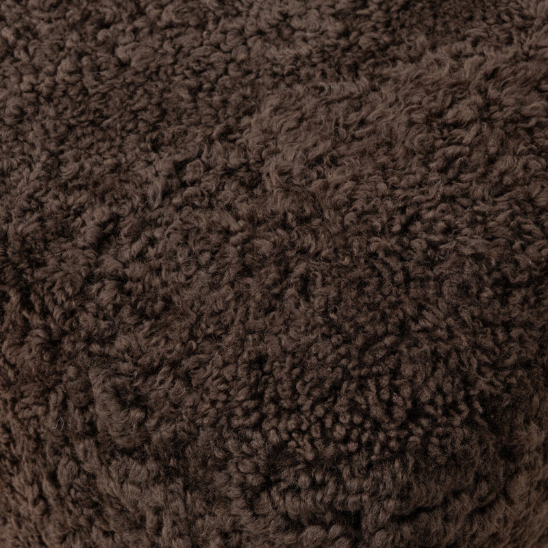 Oslo Ottoman, Cocoa Shearling, Vintage Brown Oak