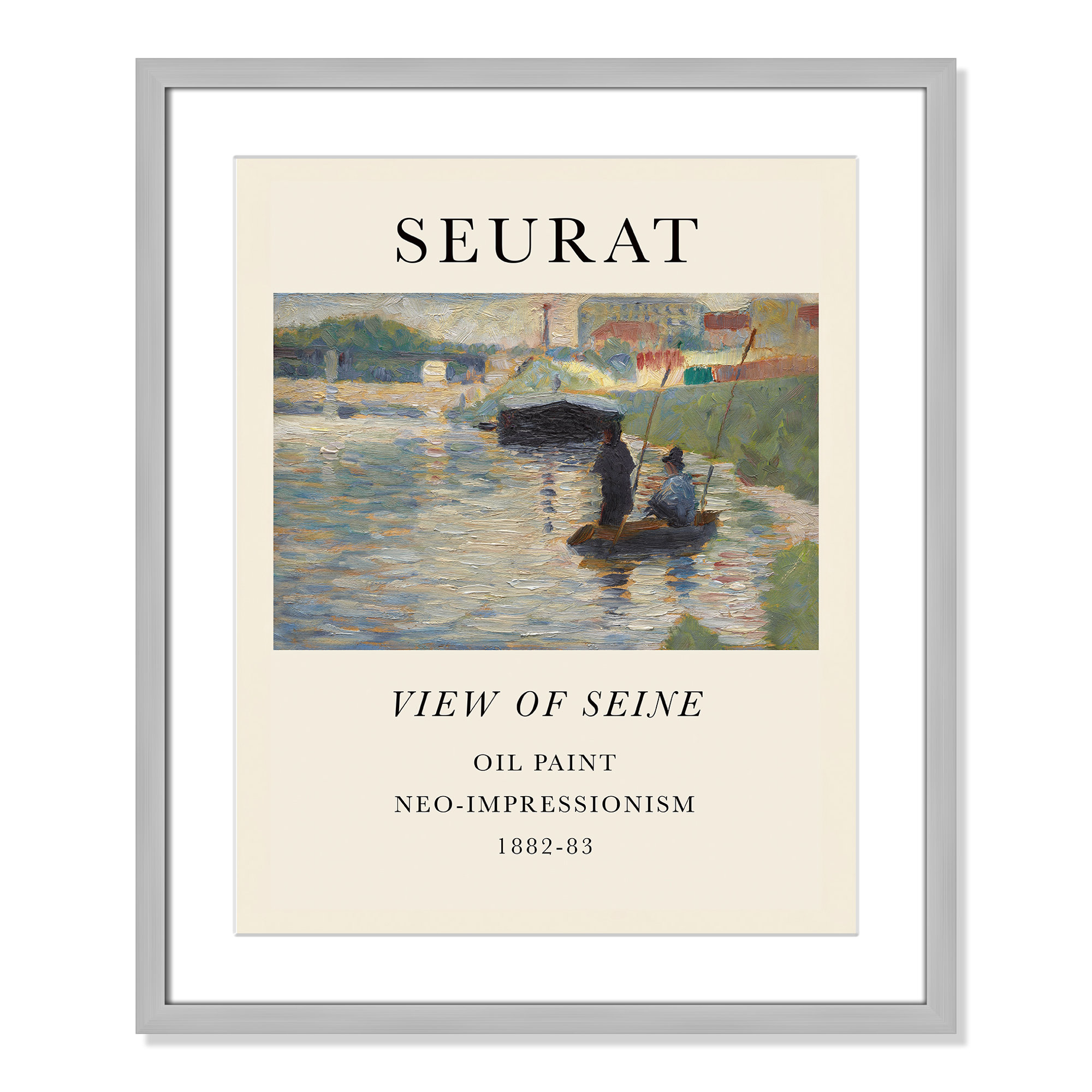 View Of Seine by Georges Seurat, Silver Single Picture Frame, Yes, 25.5" H x 21.5" W x 1.25" D