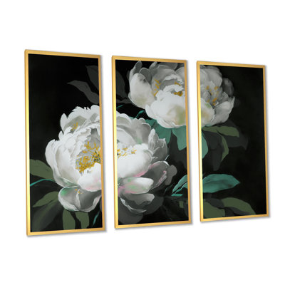 " Blooming White Peony IV " 3 - Pieces
