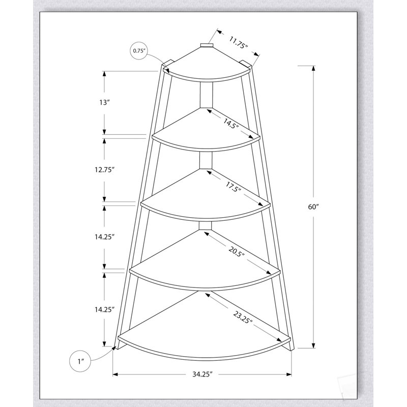 Bibliothèque d'angle moderne à 4 niveaux avec finition stratifiée blanche, idéale pour le bureau et la décoration intérieure, gain de place et élégante