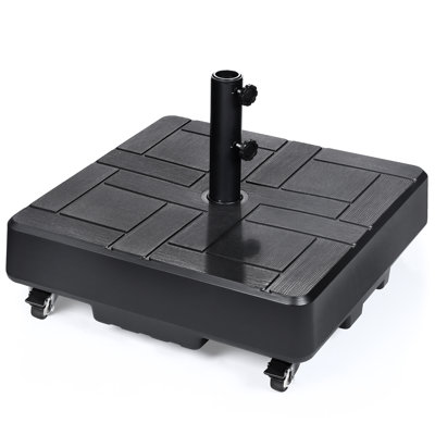 Base de parasol mobile à capacité de 105 lb avec 4 roulettes, 2 verrous, 2 boutons de réglage, matériau durable et de haute qualité