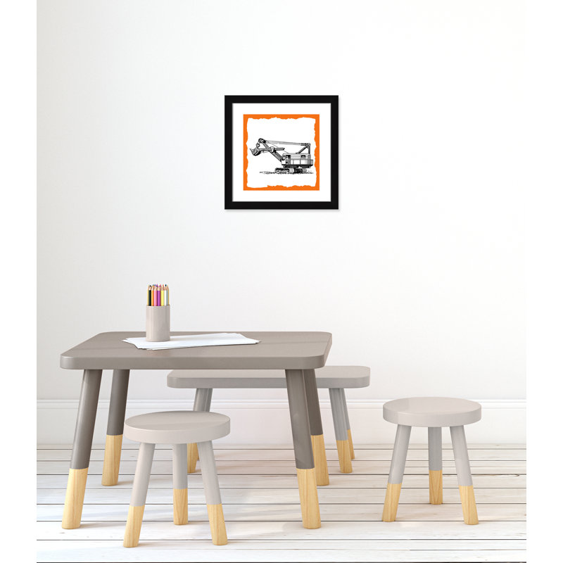 Avertissement 3 enfants, impression sur papier, H 18 po x l 18 po x P 0,63 po, Cadre noir