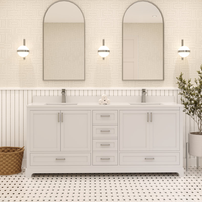 Base de meuble-lavabo double Maya 71 seulement, Blanc