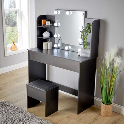 Rivian 2 Drawer Dressing Table with LED Mirror