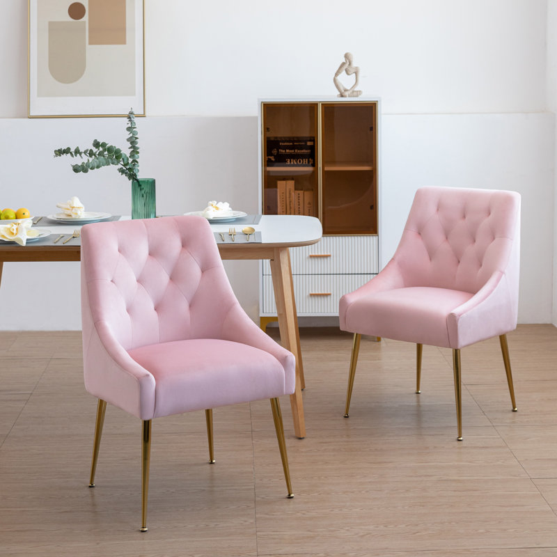 Chaise parsons en velours Julietta, Rose