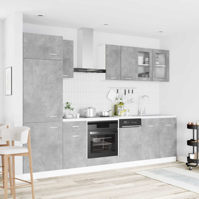 vidaXL 8 Piece Kitchen Cabinet Set Chipboard Storage Cupboard Multi Colours
