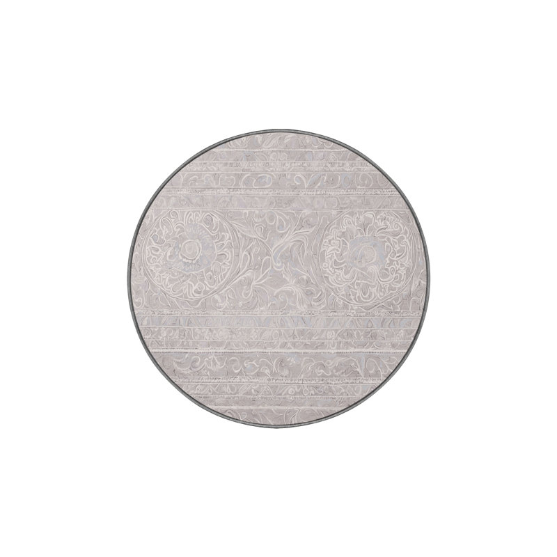 Machine Washable Gray Area Rug, Round 7'