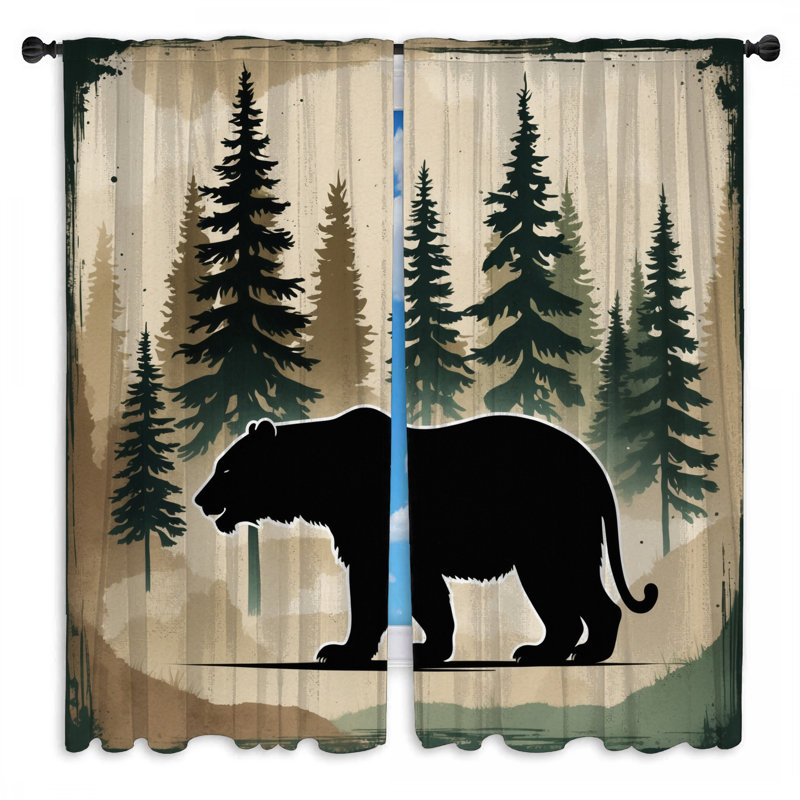 Bear In Forest Silhouette, 40 po x 50 po - 2 panneaux, Transparent