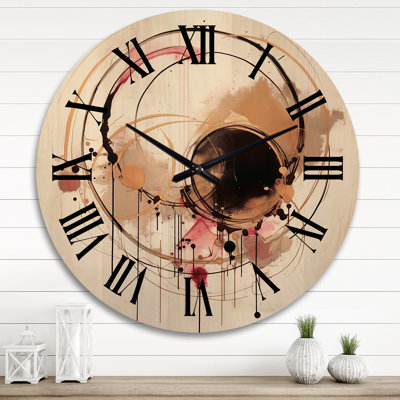 Horloge murale surdimensionnée géométrique en bois rose