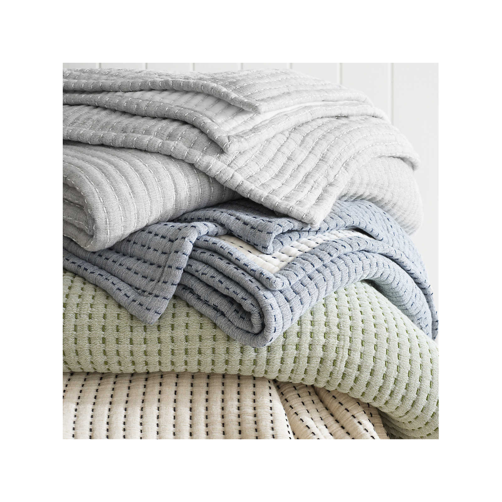 Pick Stitch Matelasse Coverlet, King Coverlet, Gray