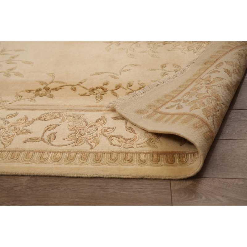 Sunhouse Wool Oriental Area Rug in Beige, Rectangle 3'1" x 4'11"